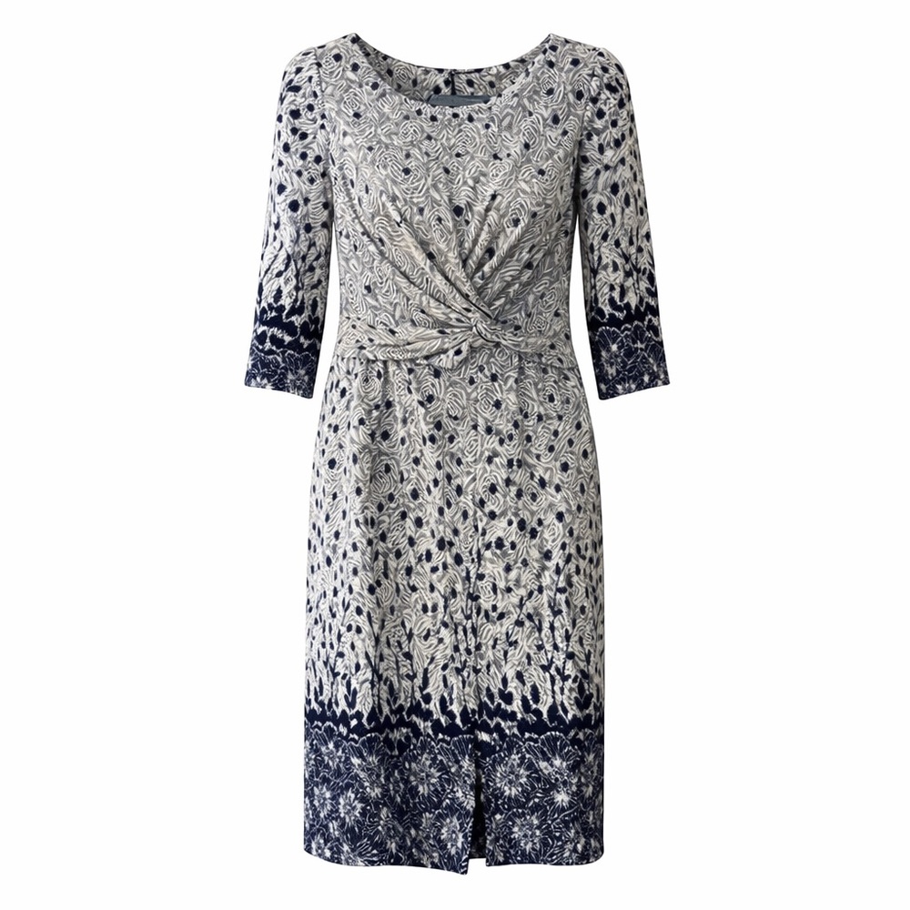 Sifa Fashion Cream & Navy Textured Fit-and-Flare Dress | Size 6 NWT
